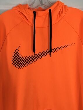 Nike Orange Hoodie with Black Swoosh and Drawstrings